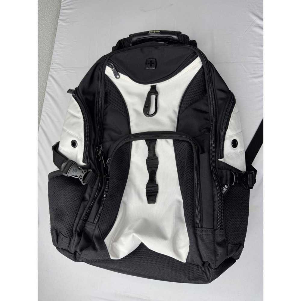 SwissGear ScanSmart Laptop Backpack Black White TSA Friendly Travel Bag